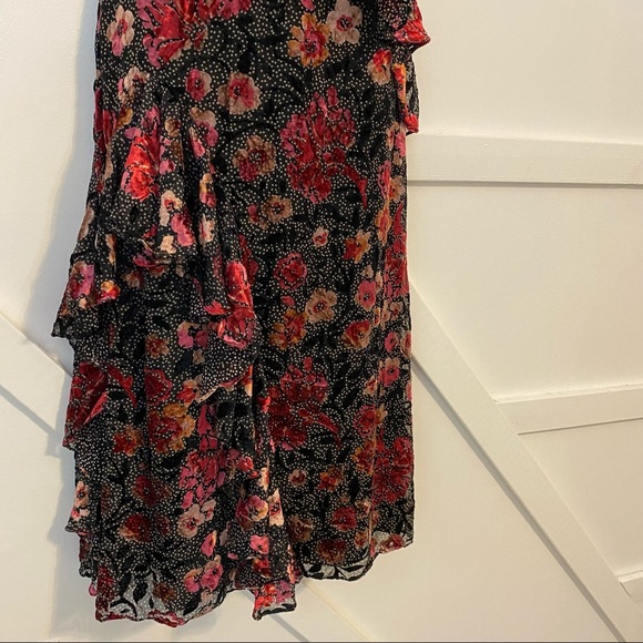Jill Jill Stuart Dahlia Devore Floral Velvet V-Neck Ruffle Frill Midi Dress Sz 4 - Picture 5 of 11